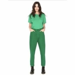 NWT Sandrine Rose X Free People Sapin Green Wide Leg Painter Crop Pants Sz 27